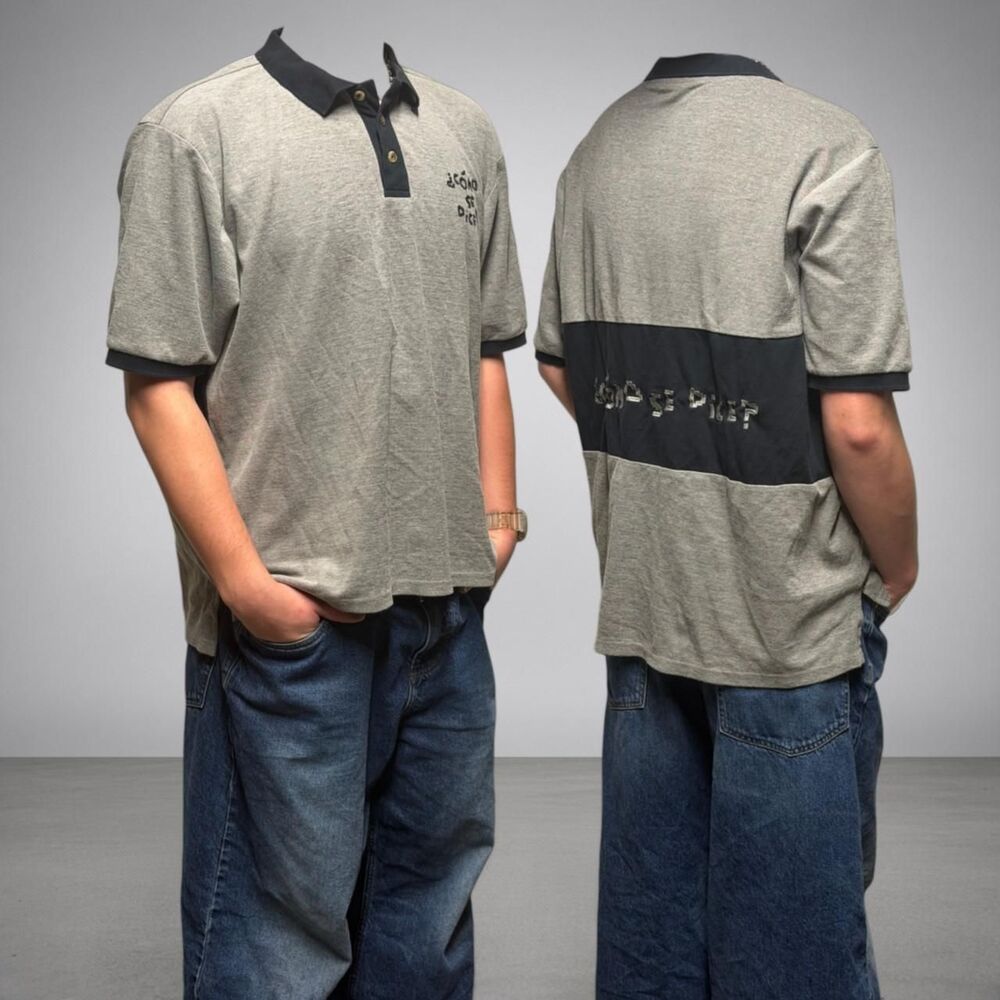 Unbranded Men's Grey and Black Polo-shirts
